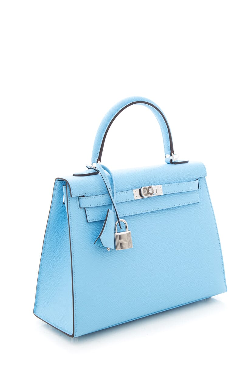 HermÃƒÆ’Ã‚Â¨s 2023 Kelly 25CM Celeste Handbag with Palladium Hardware
