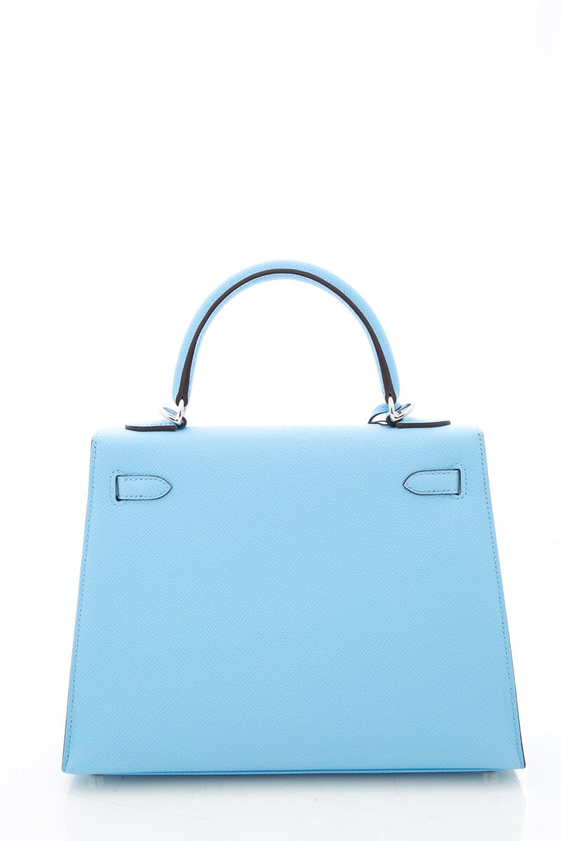 HermÃƒÆ’Ã‚Â¨s 2023 Kelly 25CM Celeste Handbag with Palladium Hardware
