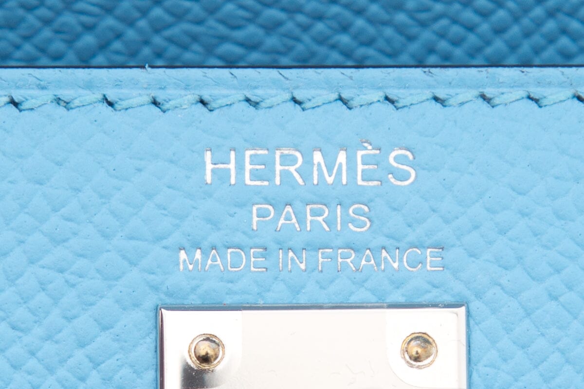 HermÃƒÆ’Ã‚Â¨s 2023 Kelly 25CM Celeste Handbag with Palladium Hardware
