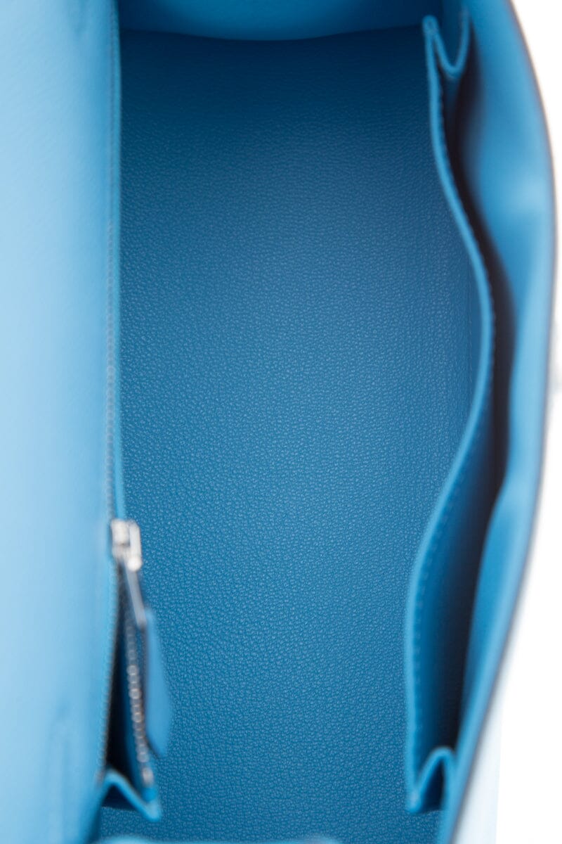 HermÃƒÆ’Ã‚Â¨s 2023 Kelly 25CM Celeste Handbag with Palladium Hardware