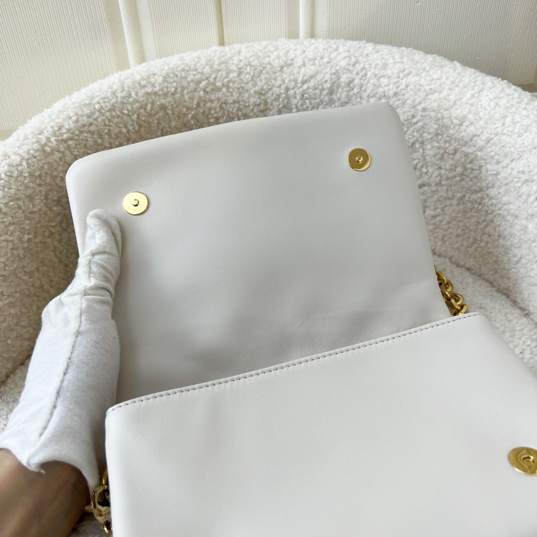 LV Pochette Coussin in Creme Puffy Lambskin and GHW