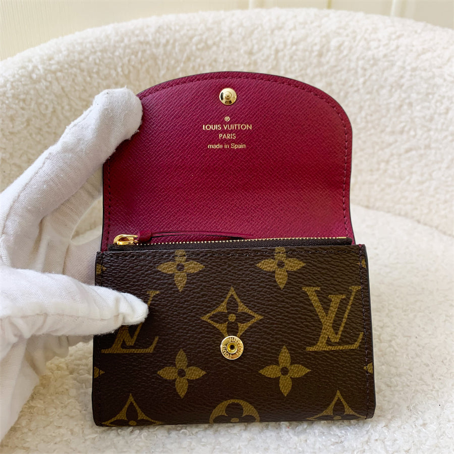LV Rosalie Coin Purse / Small Wallet in in Monogram Canvas Fuchsia Interior GHW