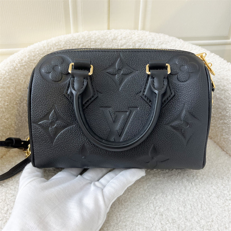 LV Speedy Bandouliere 20 in Black Giant Monogram Empreinte Leather and GHW