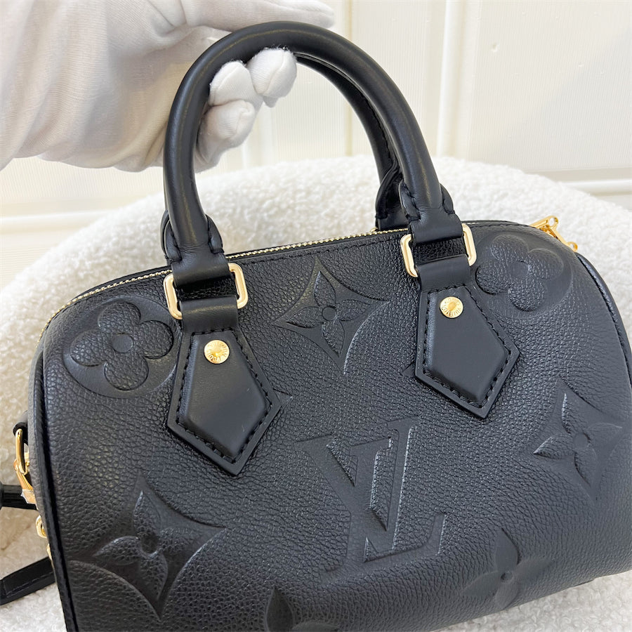 LV Speedy Bandouliere 20 in Black Giant Monogram Empreinte Leather and GHW