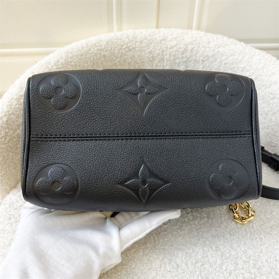 LV Speedy Bandouliere 20 in Black Giant Monogram Empreinte Leather and GHW