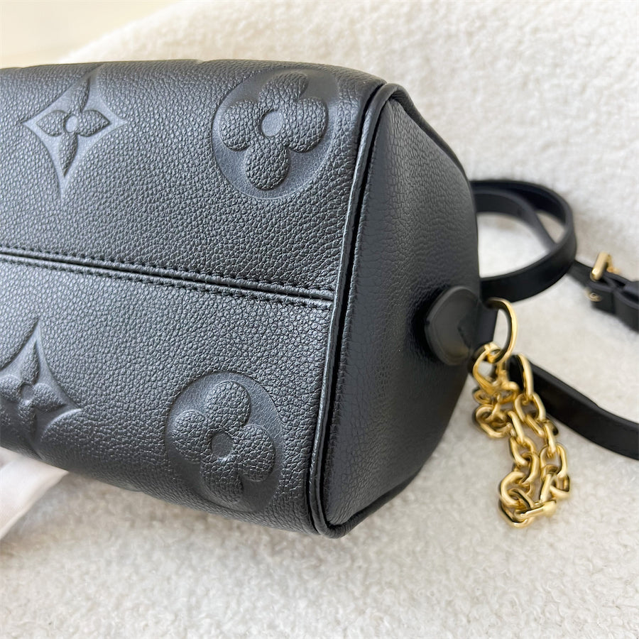 LV Speedy Bandouliere 20 in Black Giant Monogram Empreinte Leather and GHW