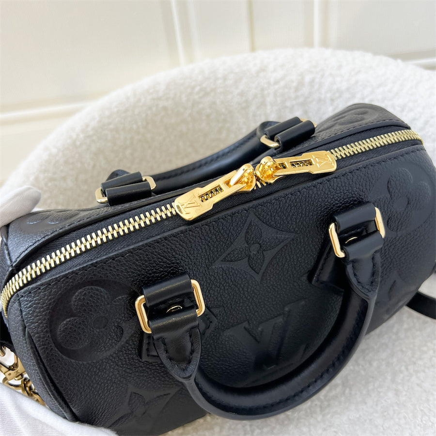 LV Speedy Bandouliere 20 in Black Giant Monogram Empreinte Leather and GHW