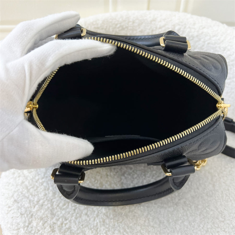 LV Speedy Bandouliere 20 in Black Giant Monogram Empreinte Leather and GHW