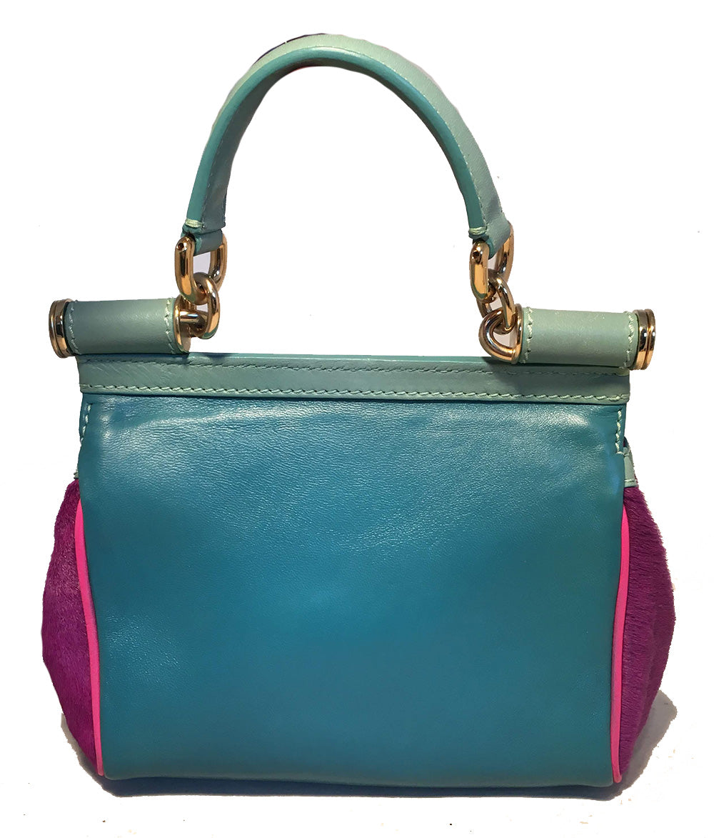 Dolce and Gabbana Pink Sequin Zebra Calf Hair Leather Small Miss Sicily Baguette