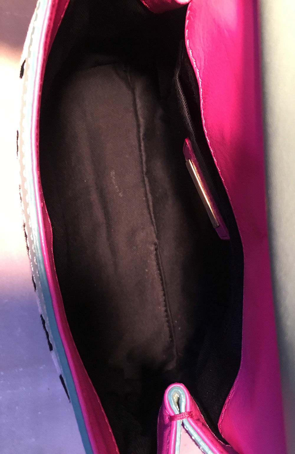 Dolce and Gabbana Pink Sequin Zebra Calf Hair Leather Small Miss Sicily Baguette