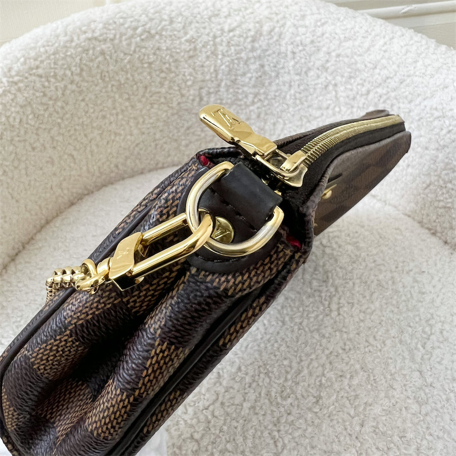 LV Eva Clutch with Chain and Strap in Damier Ebene Canvas GHW
