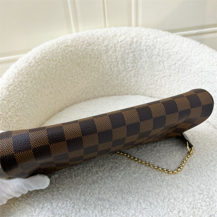 LV Eva Clutch with Chain and Strap in Damier Ebene Canvas GHW