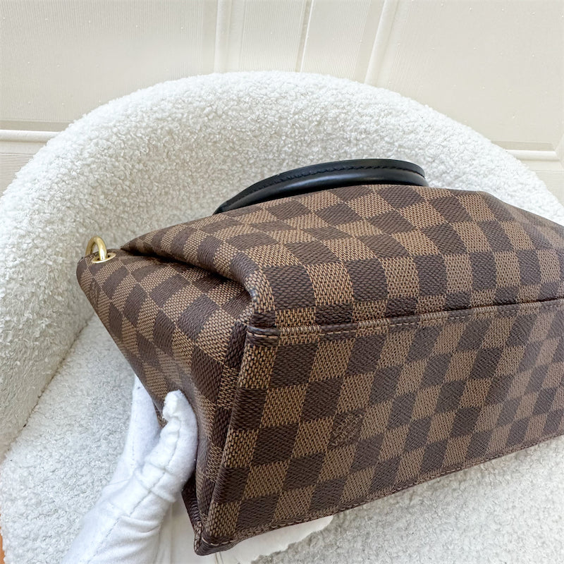 LV Odeon Tote PM Black in Damier Ebene Canvas and GHW