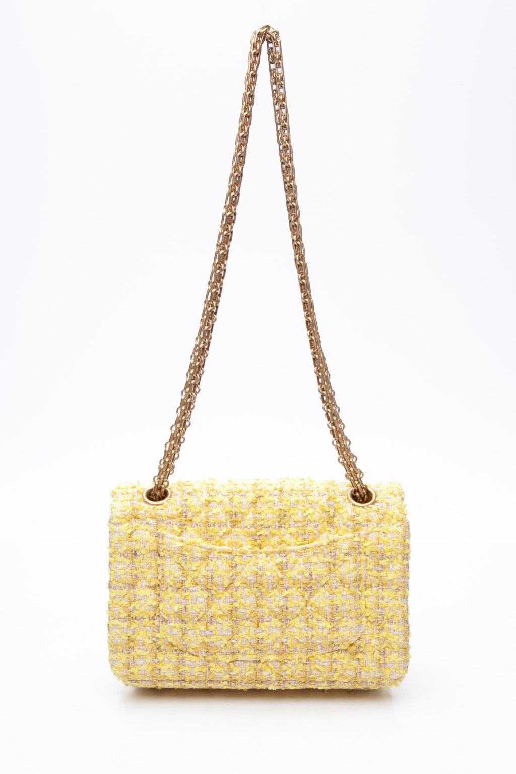 CHANEL Yellow Tweed Quilted 2.55 Reissue Mini Flap Bag