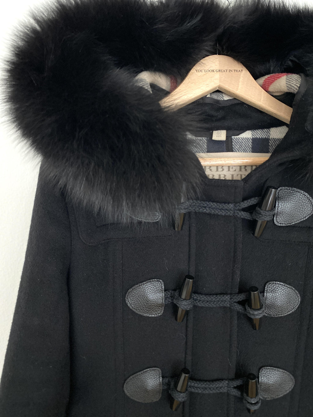 BURBERRY "BLACKWELL" Hooded Duffle Coat With Detachable Trim - Size UK 8 / US 6 / GER 36