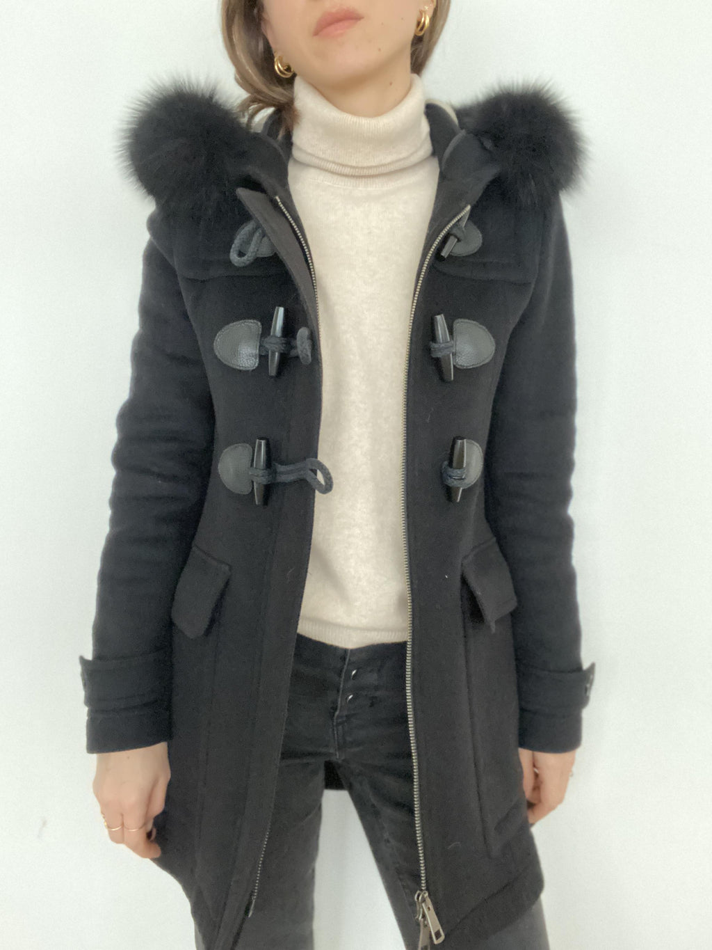 BURBERRY "BLACKWELL" Hooded Duffle Coat With Detachable Trim - Size UK 8 / US 6 / GER 36