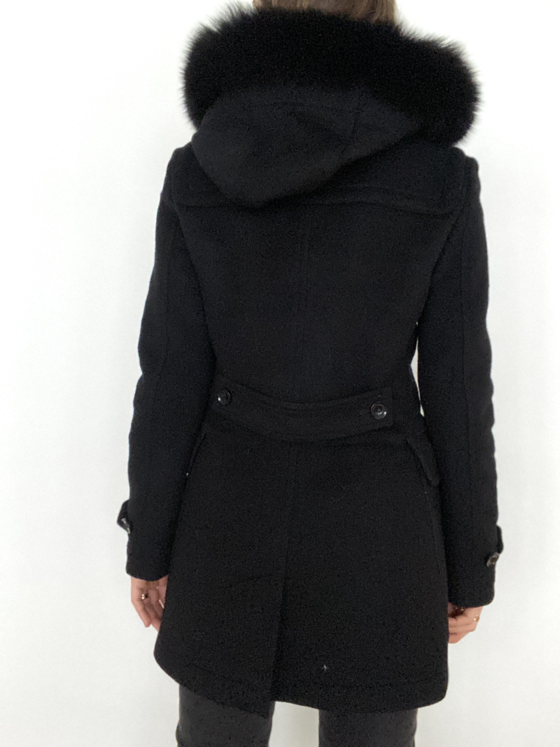 BURBERRY "BLACKWELL" Hooded Duffle Coat With Detachable Trim - Size UK 8 / US 6 / GER 36