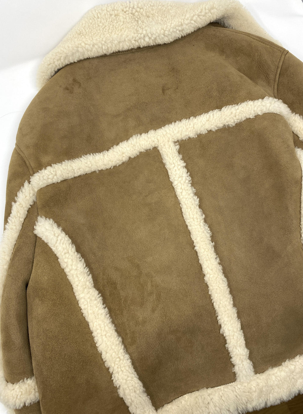 ALL SAINTS Farley Shearling Aviator Jacket in Brown/Ecru - Size M