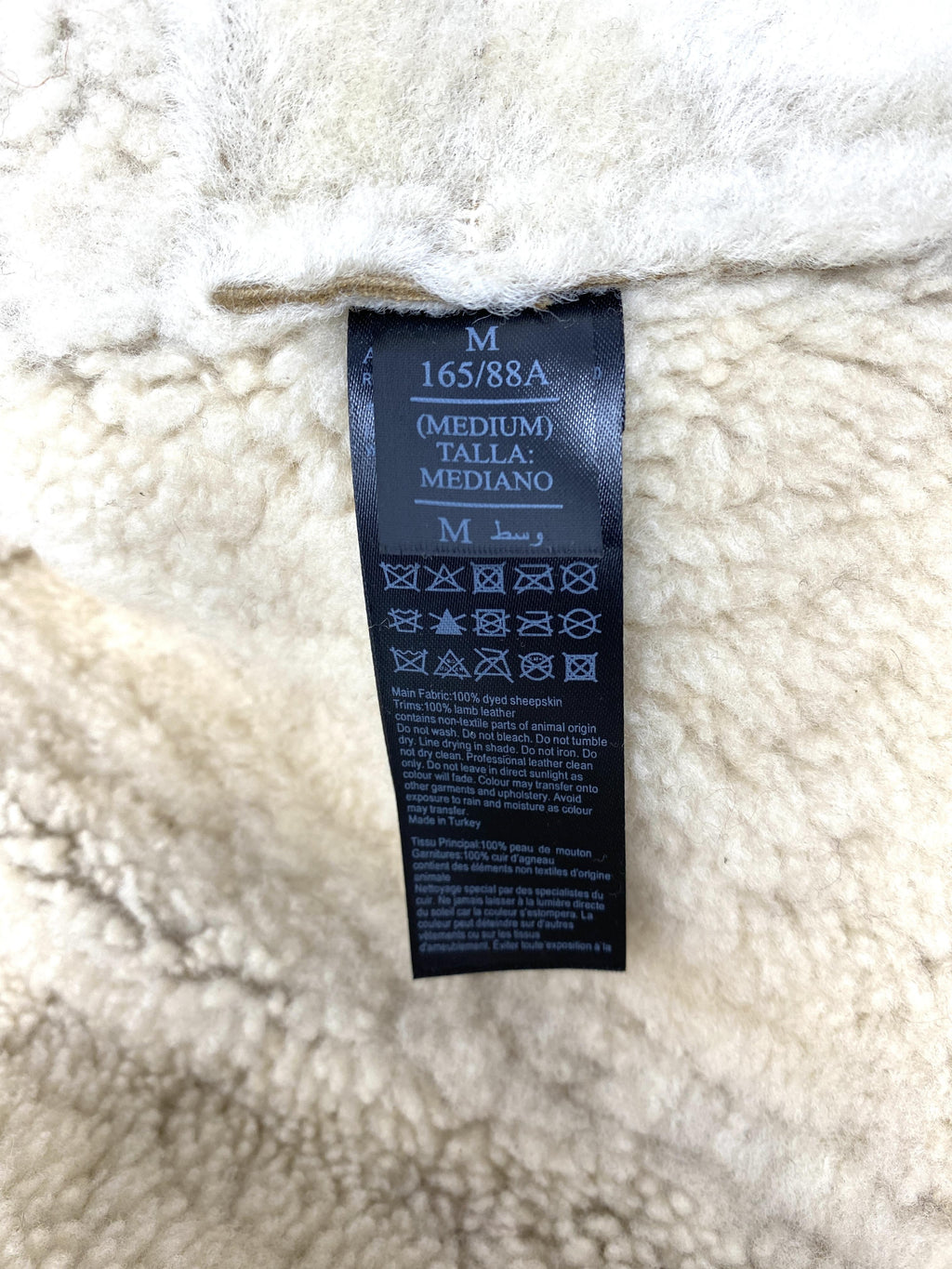 ALL SAINTS Farley Shearling Aviator Jacket in Brown/Ecru - Size M