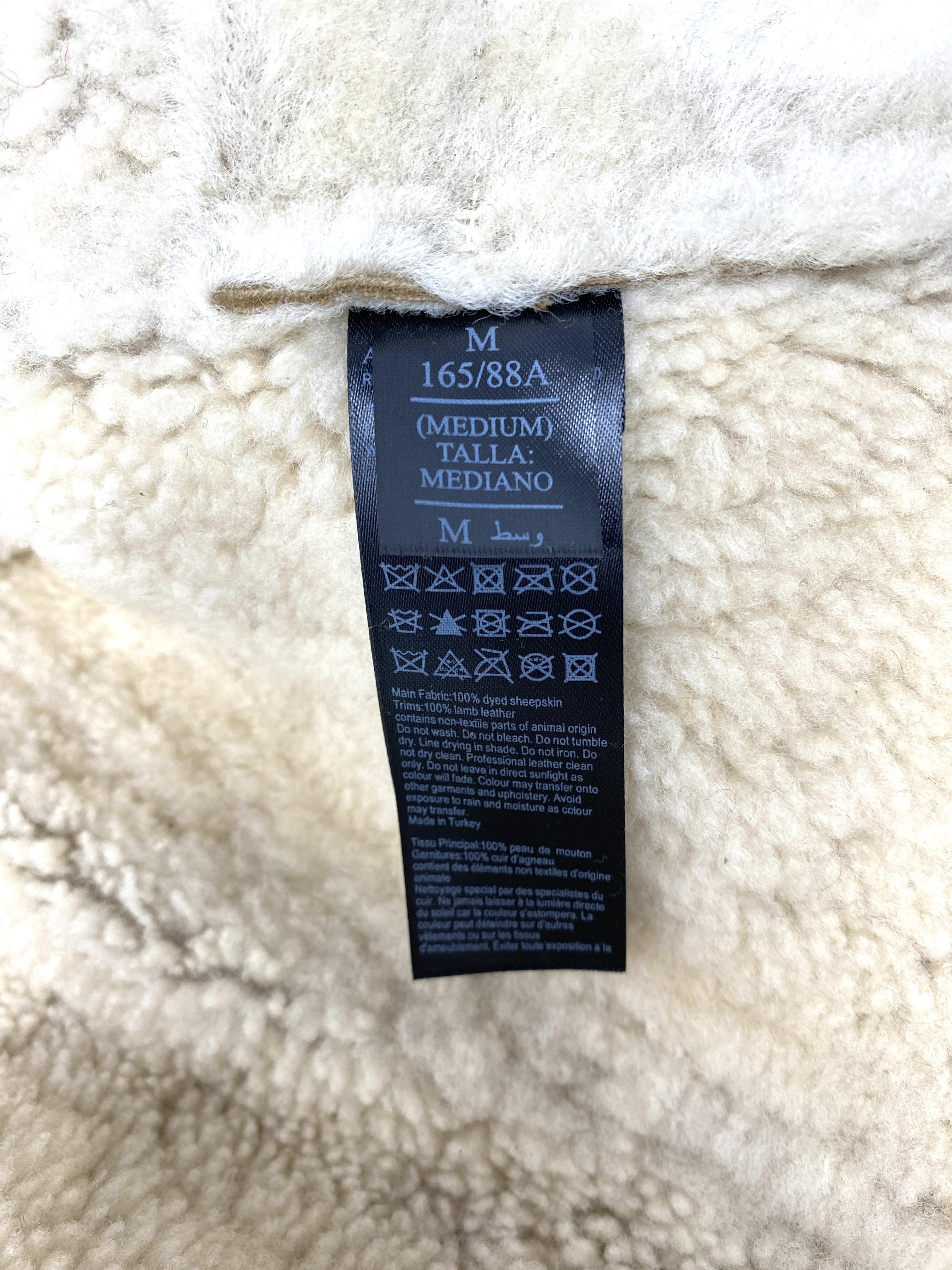 ALL SAINTS Farley Shearling Aviator Jacket in Brown/Ecru - Size M