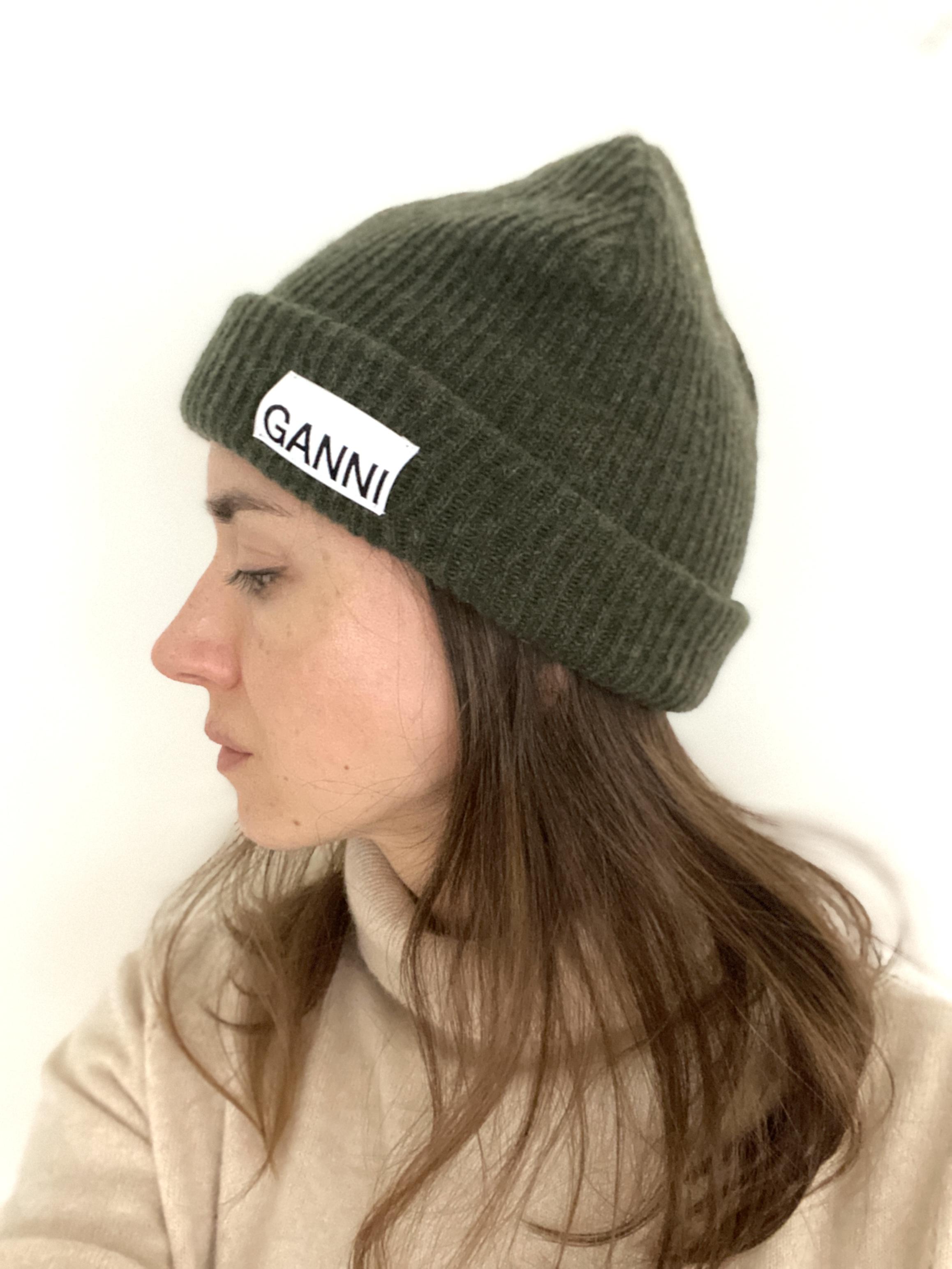 GANNI Recycled Wool-Blend Beanie - Color: Kalamata - One Size