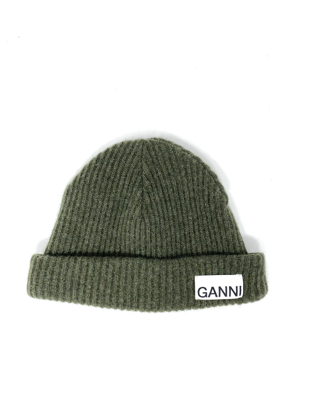 GANNI Recycled Wool-Blend Beanie - Color: Kalamata - One Size