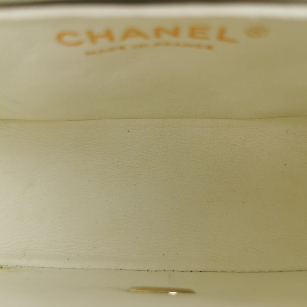 Chanel Classic Mini Square White Lambskin Gold