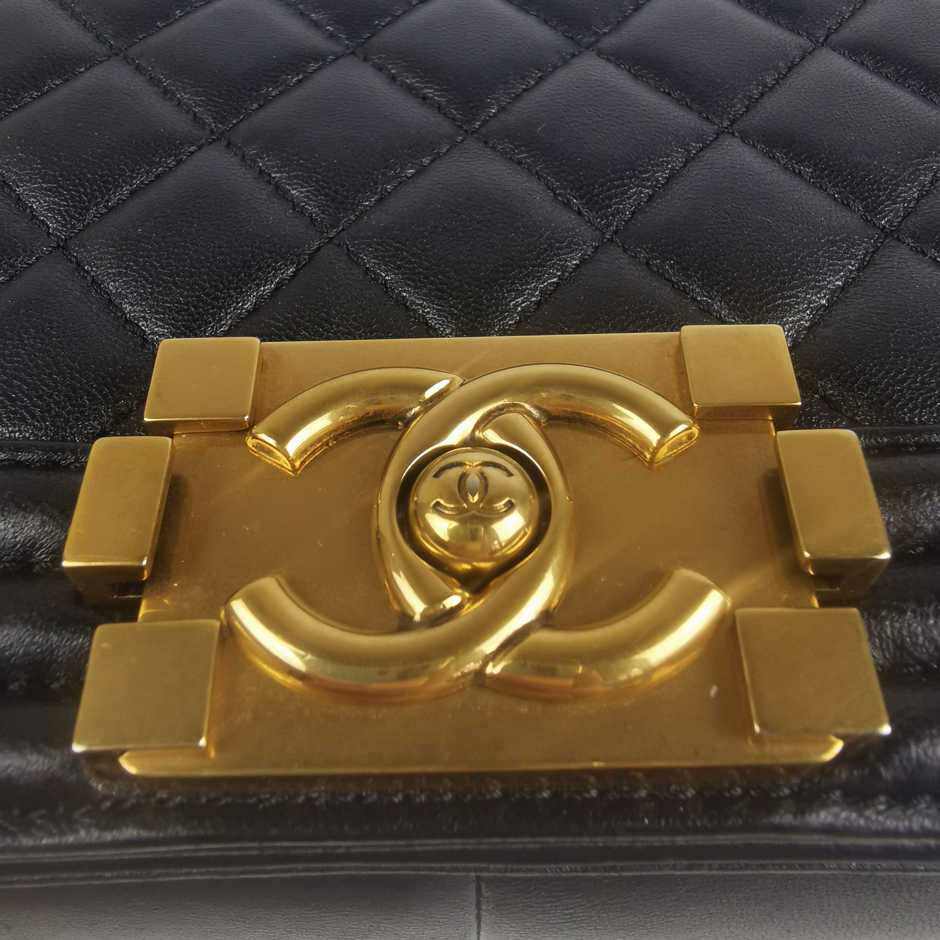 Chanel Boy Large Black Lambskin Gold