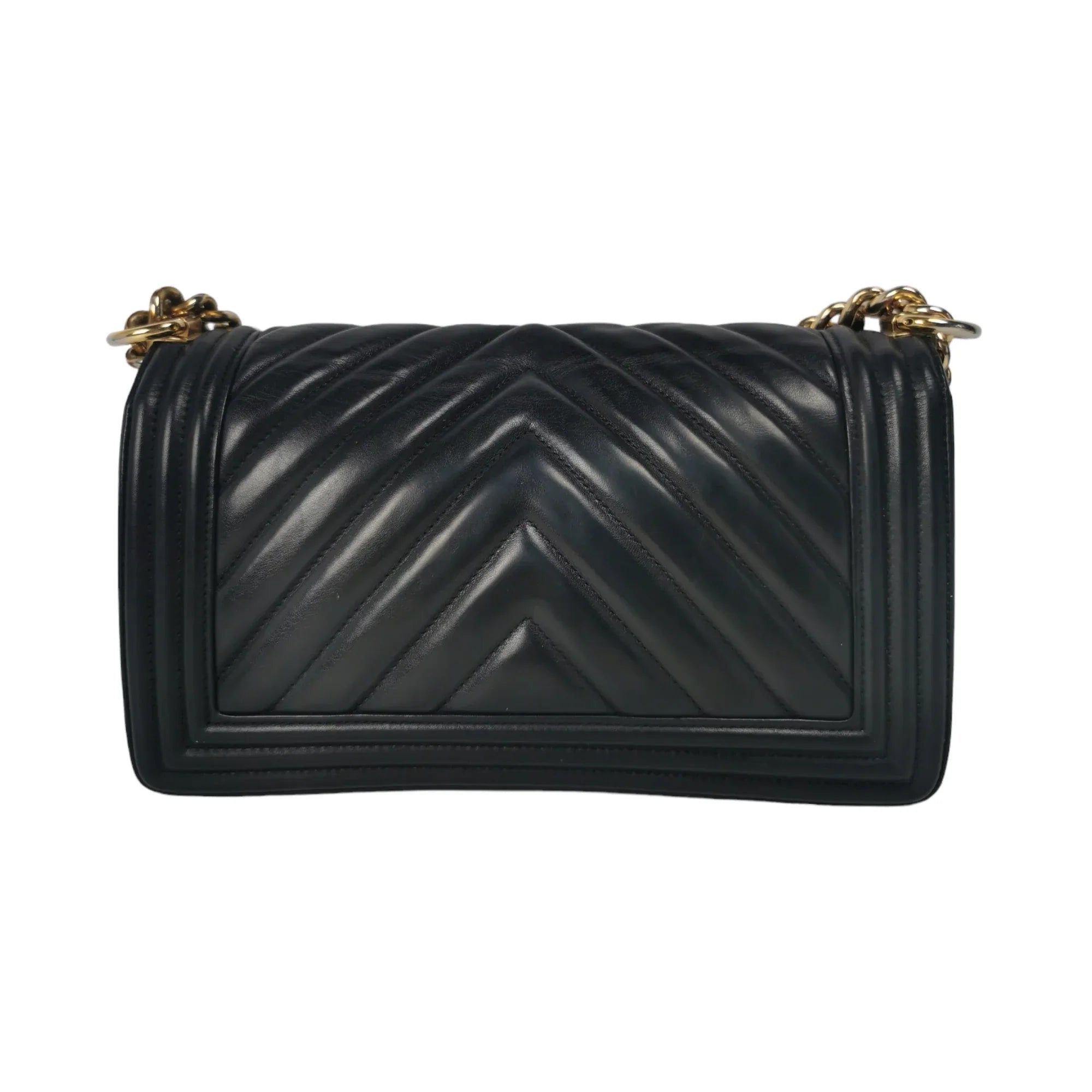 Chanel Boy Medium Black Chevron Lambskin Gold