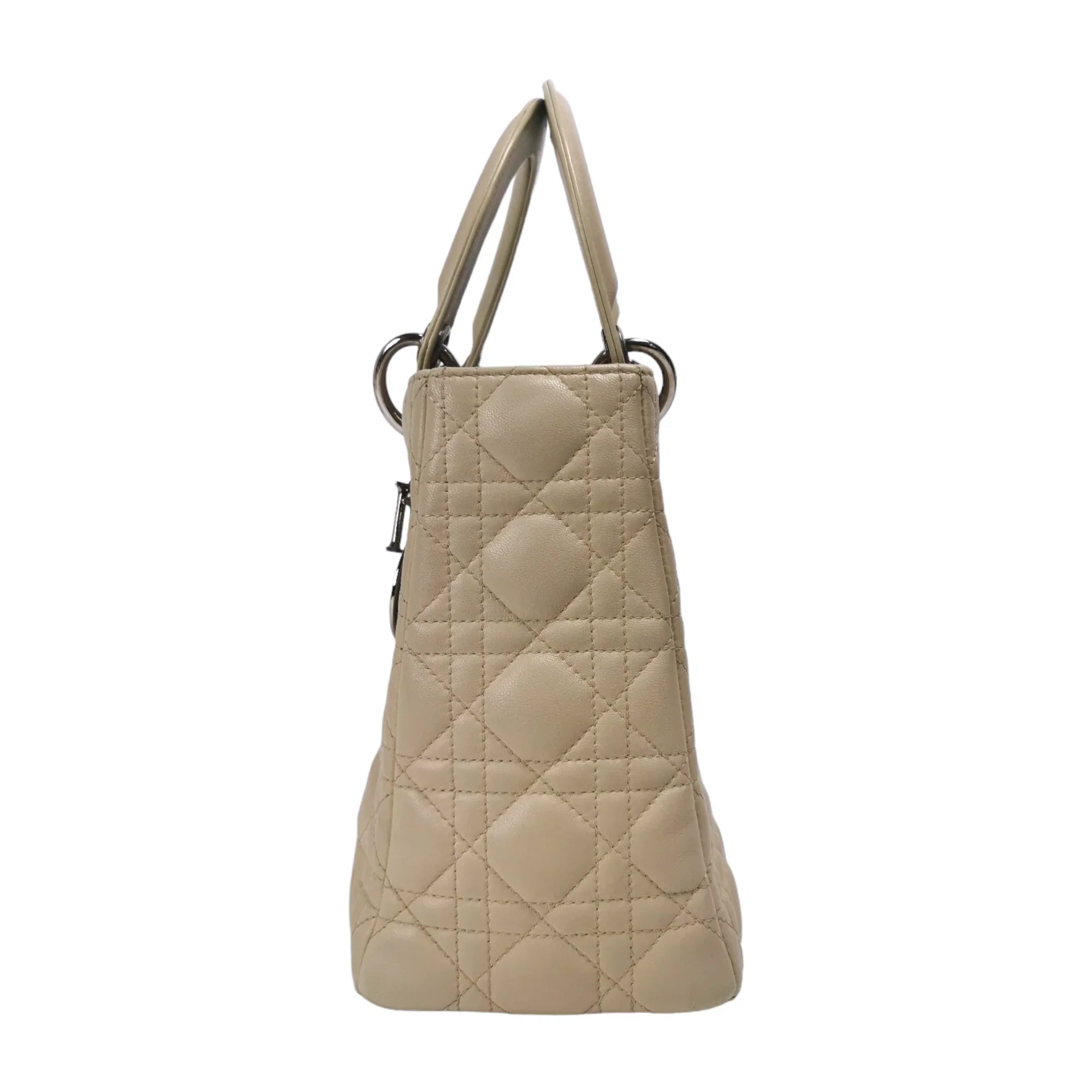 Dior Lady Dior Medium Beige Cannage Lambskin Gold