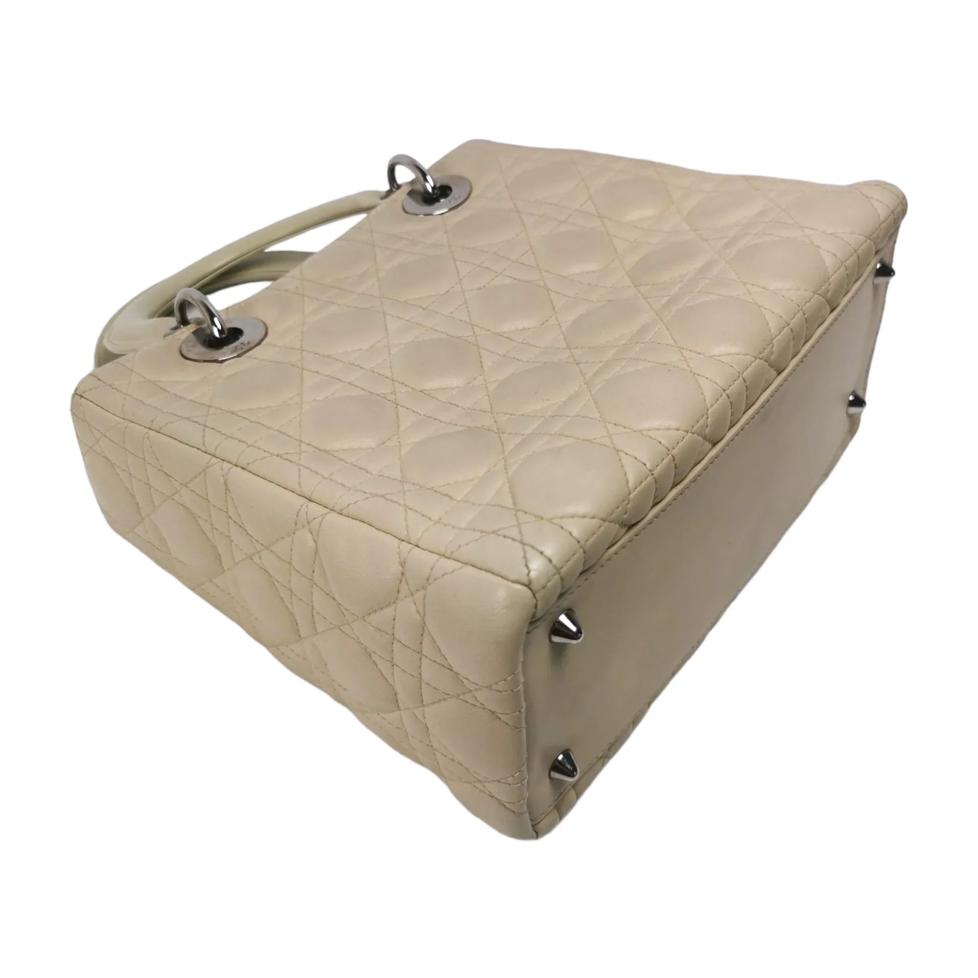 Dior Lady Dior Medium Beige Cannage Lambskin Gold