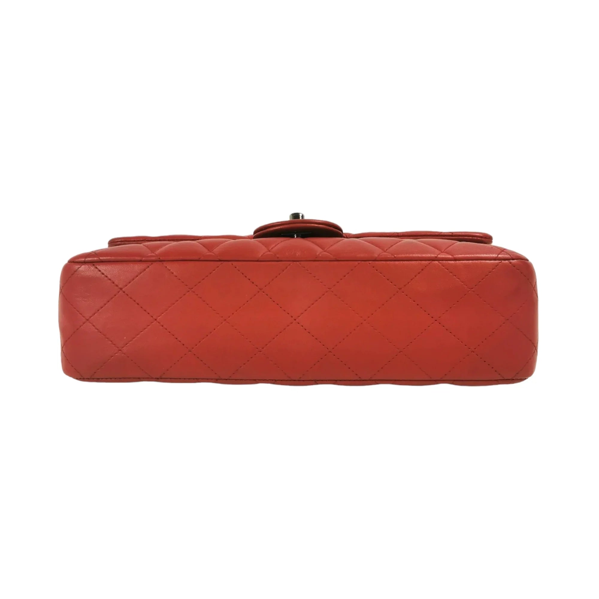 Chanel Classic Double Flap Medium Red Lambskin Silver
