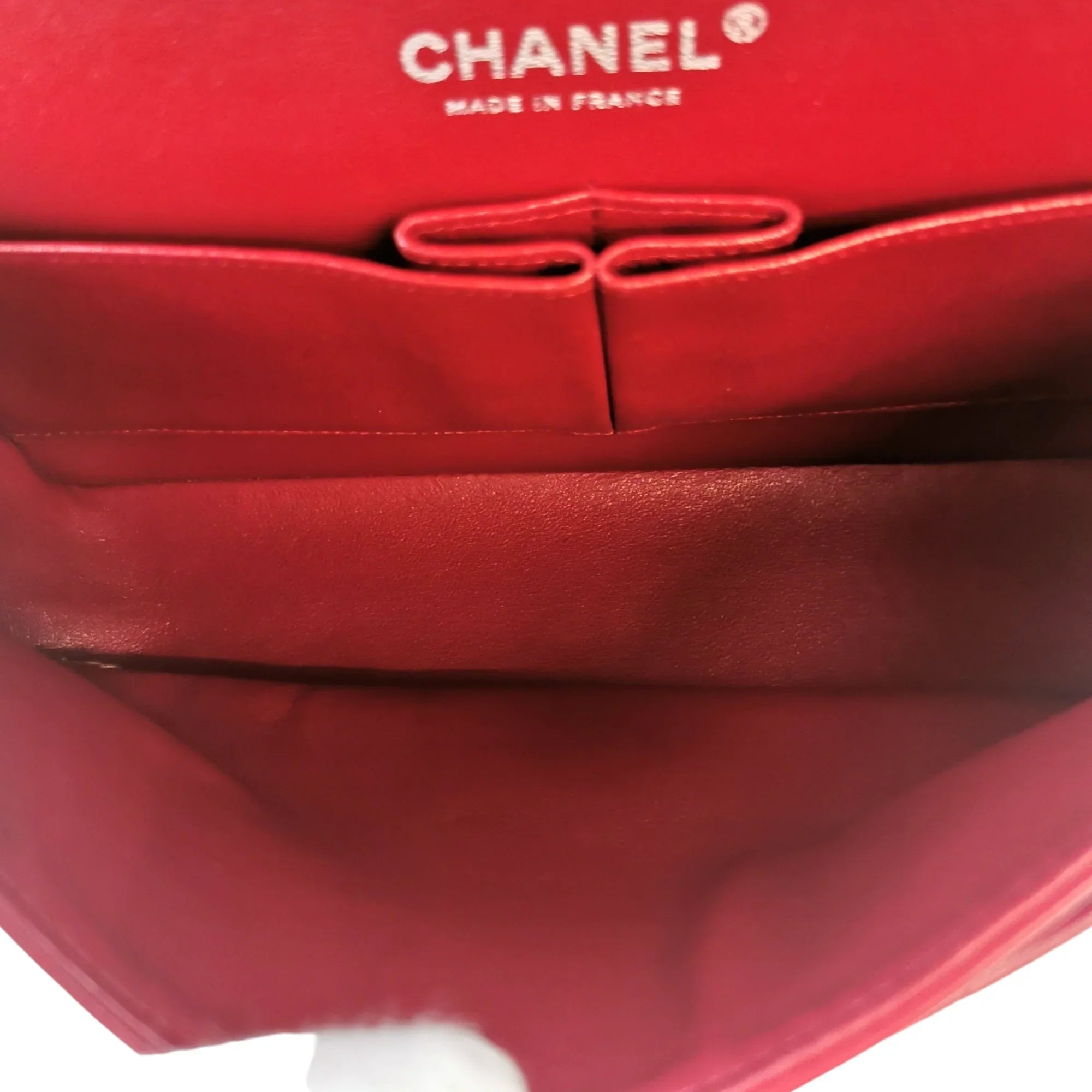Chanel Classic Double Flap Medium Red Lambskin Silver
