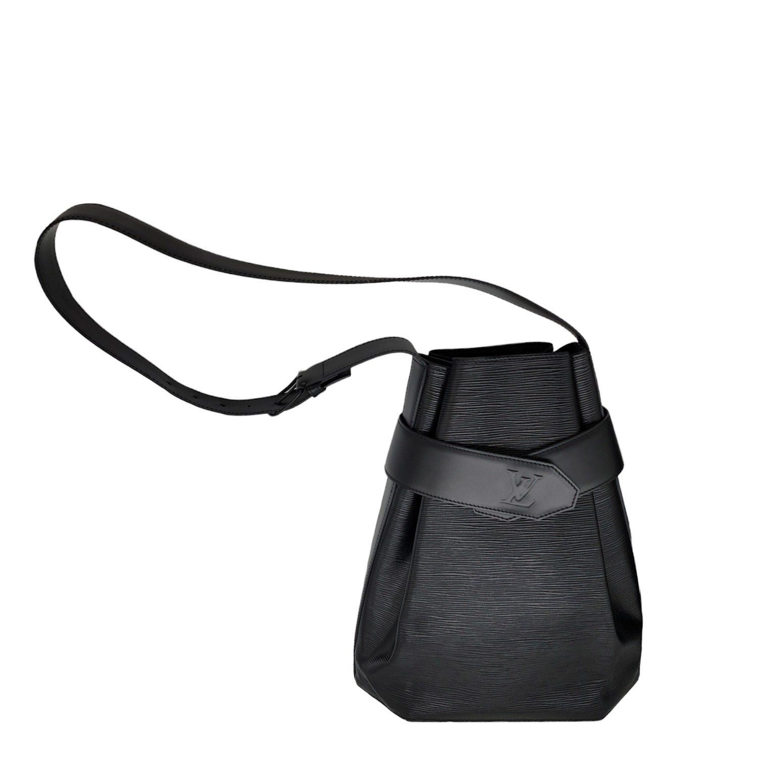 Louis Vuitton Vintage Black EPI Sac D'Epaule GM Bucket Bag w/ Pouch