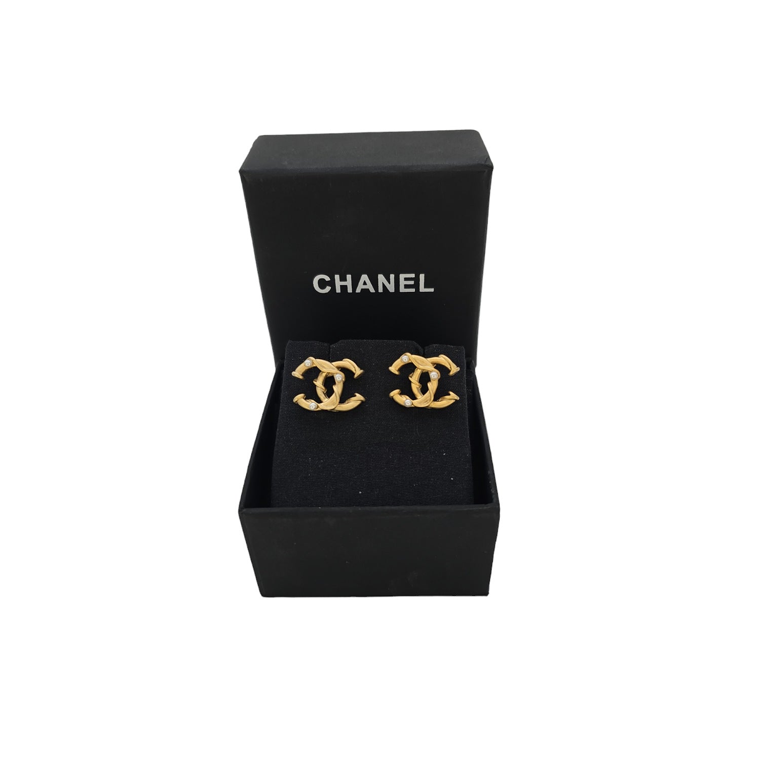 Chanel CC Faux Pearl Stud Earrings