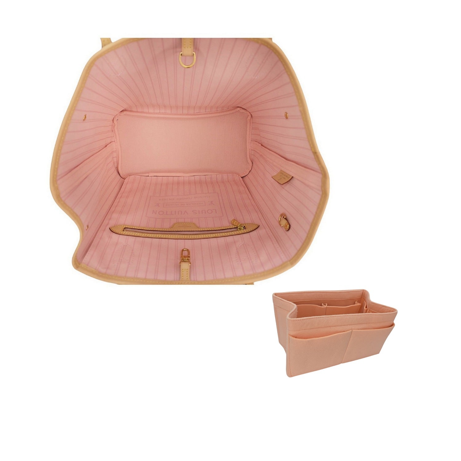 Louis Vuitton Neverfull Damier Azur MM Tote Rose Ballerine