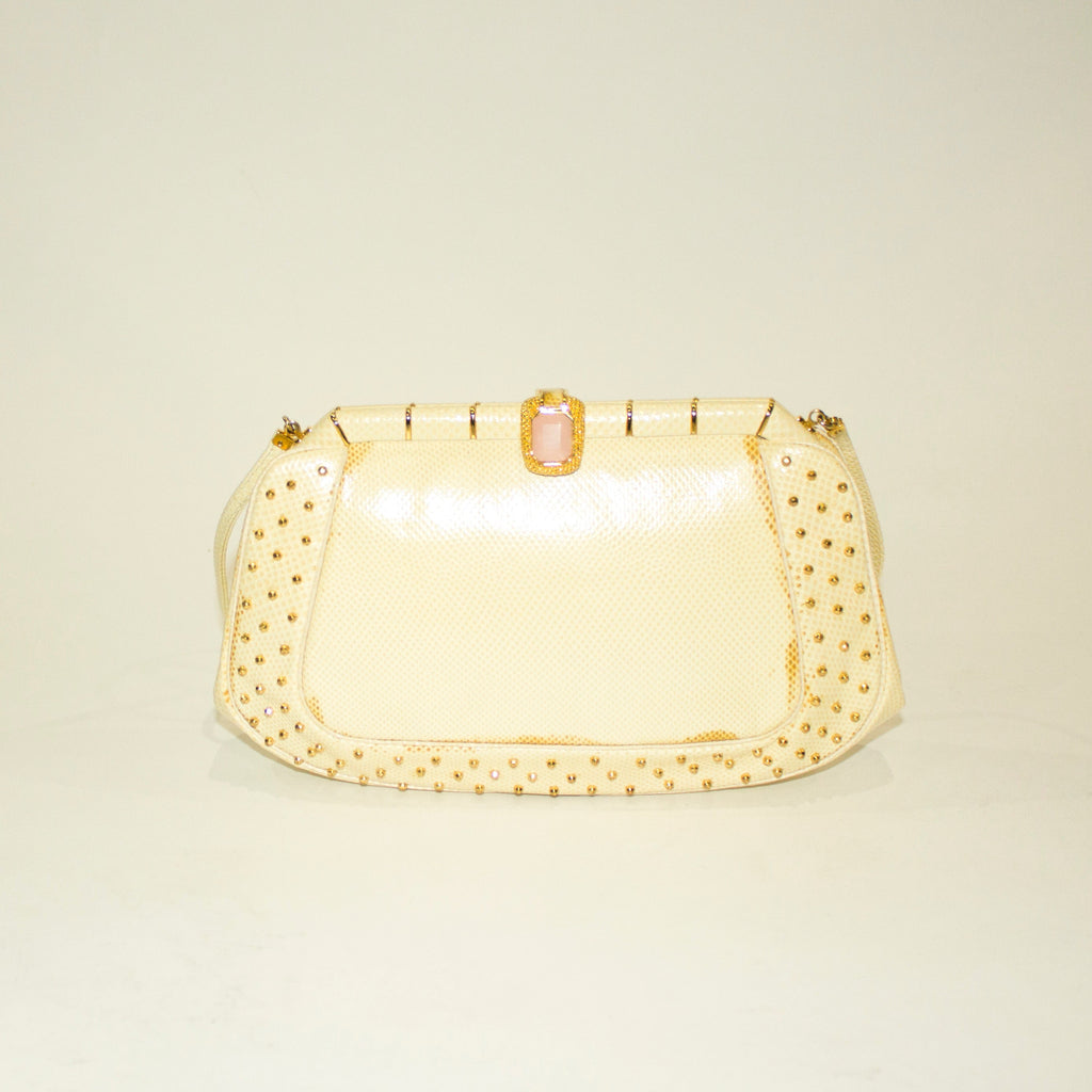 JUDITH LEIBER Vintage Cream Snakeskin & Gold Crossbody/Clutch
