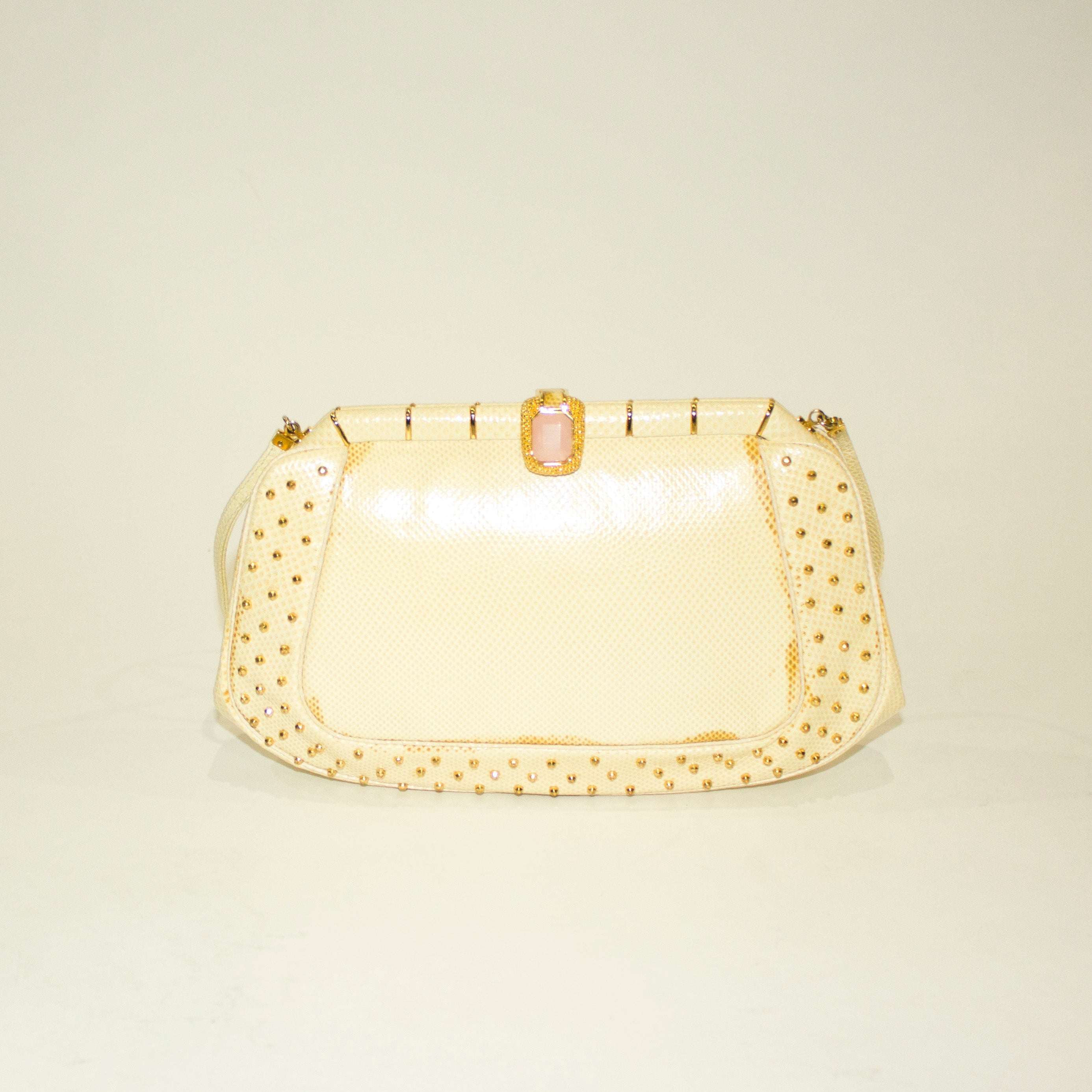 JUDITH LEIBER Vintage Cream Snakeskin & Gold Crossbody/Clutch