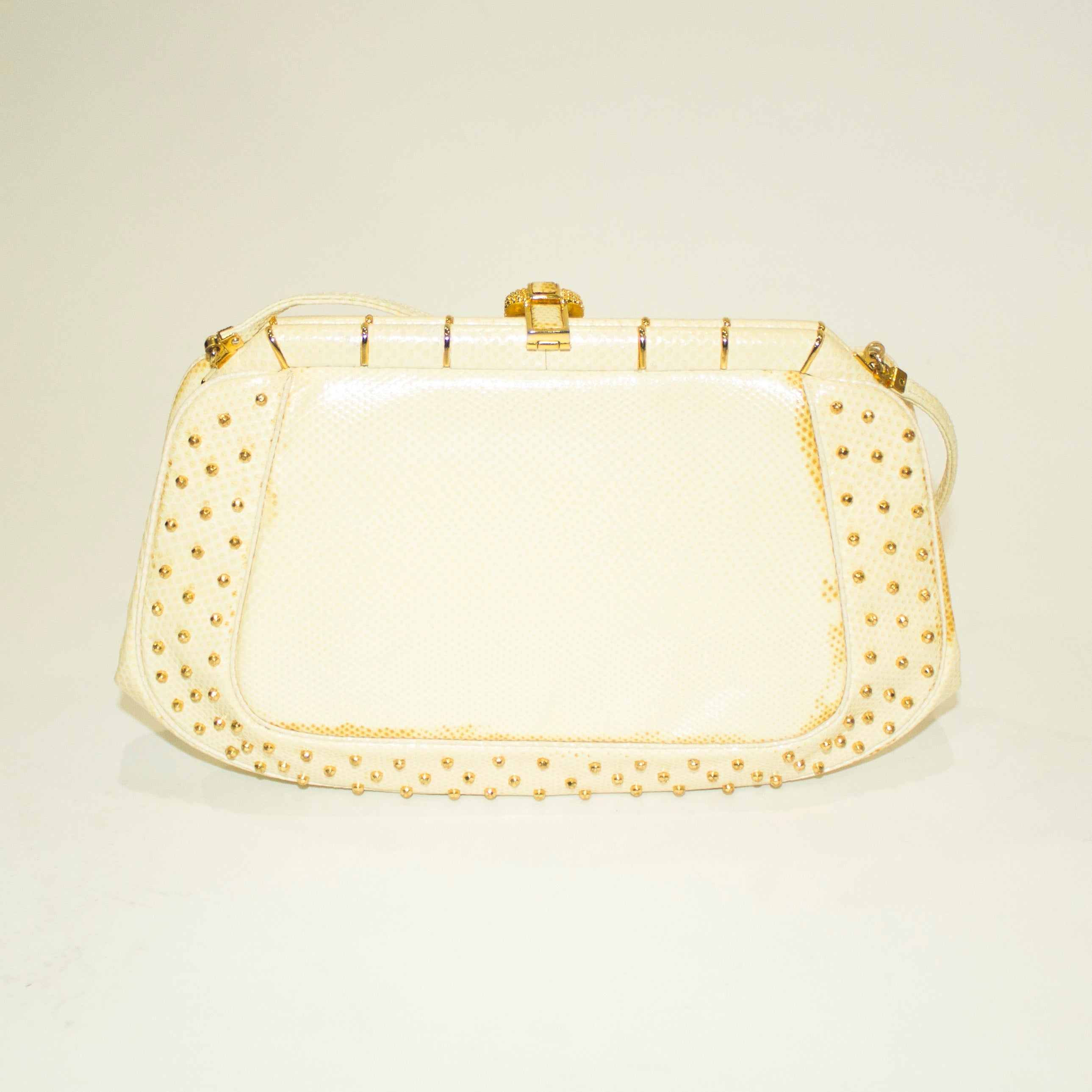 JUDITH LEIBER Vintage Cream Snakeskin & Gold Crossbody/Clutch