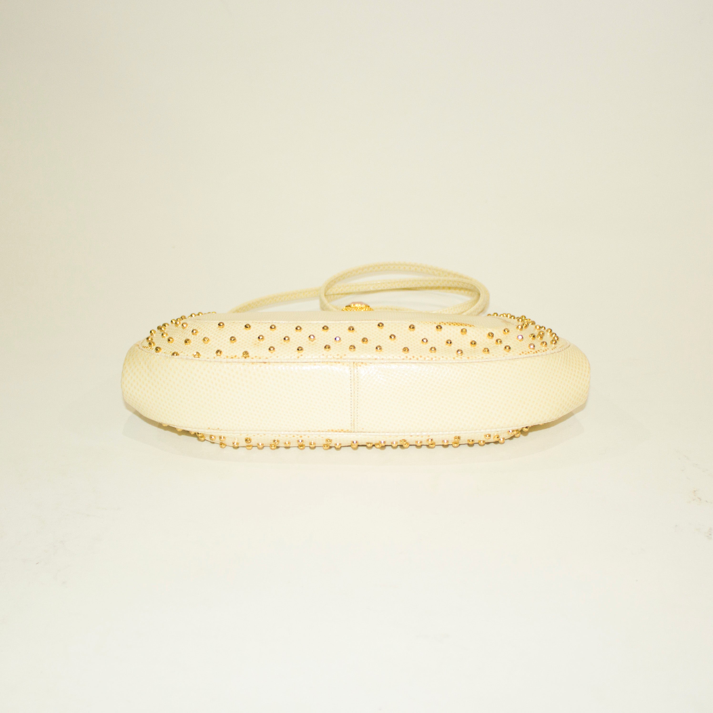 JUDITH LEIBER Vintage Cream Snakeskin & Gold Crossbody/Clutch