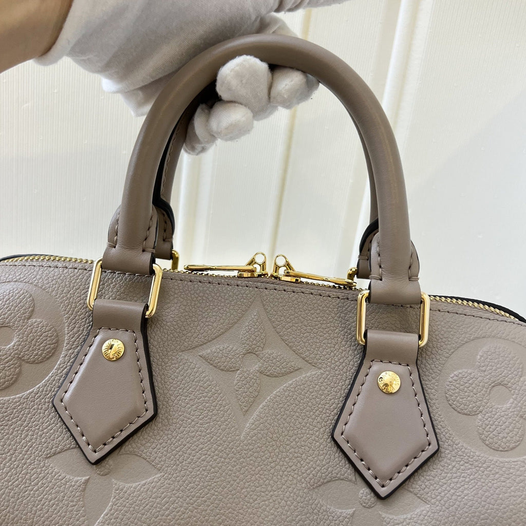 LV Speedy 25 Bandouliere in Tourterelle Giant Monogram Empreinte Leather GHW