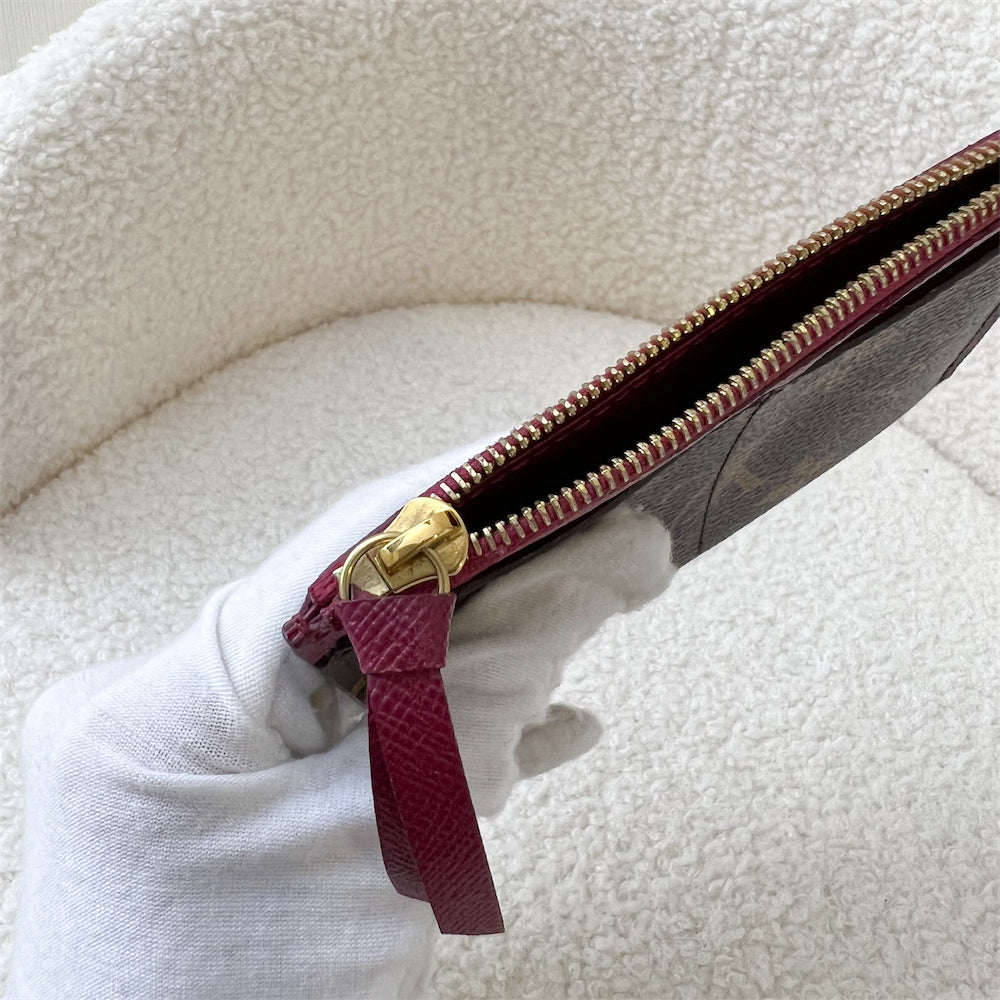 LV Zipped Card Holder in Monogram Canvas and Fuchsia Leather