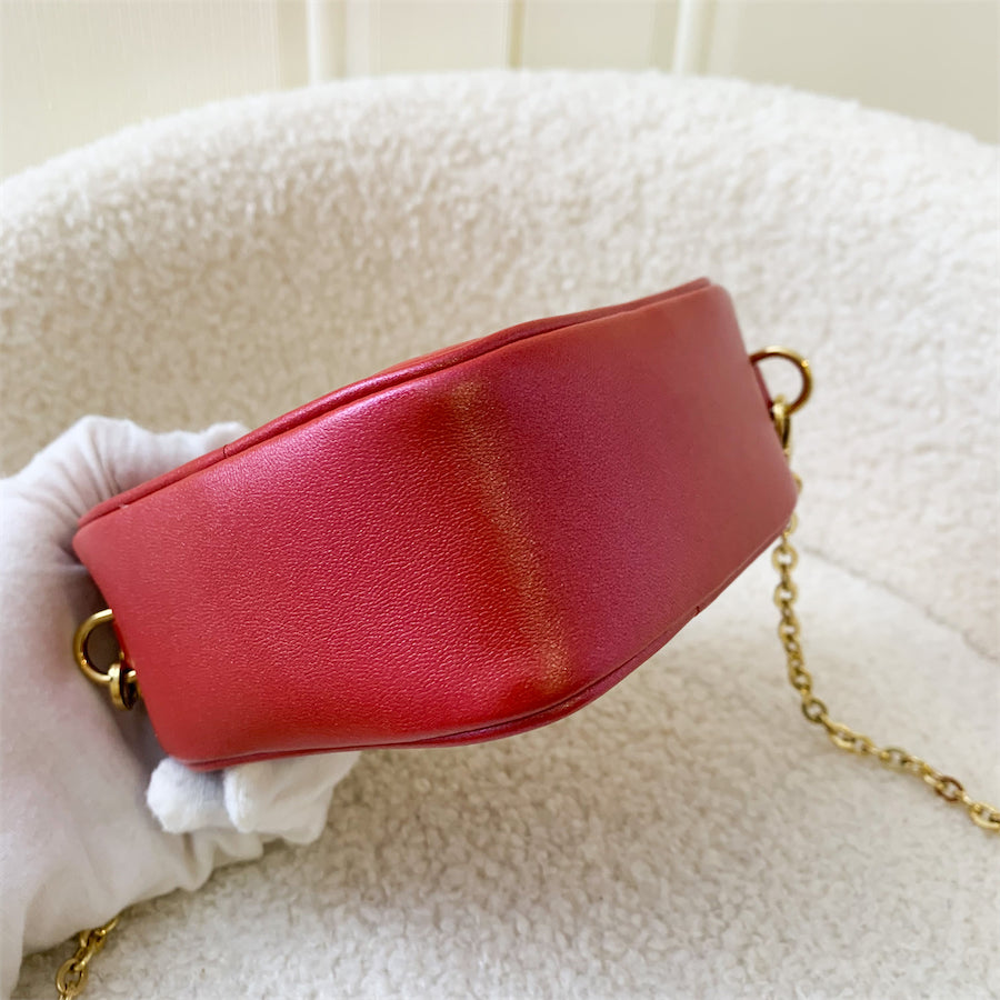 LV Heart on Chain in Lipstick Red Embossed Lambskin GHW