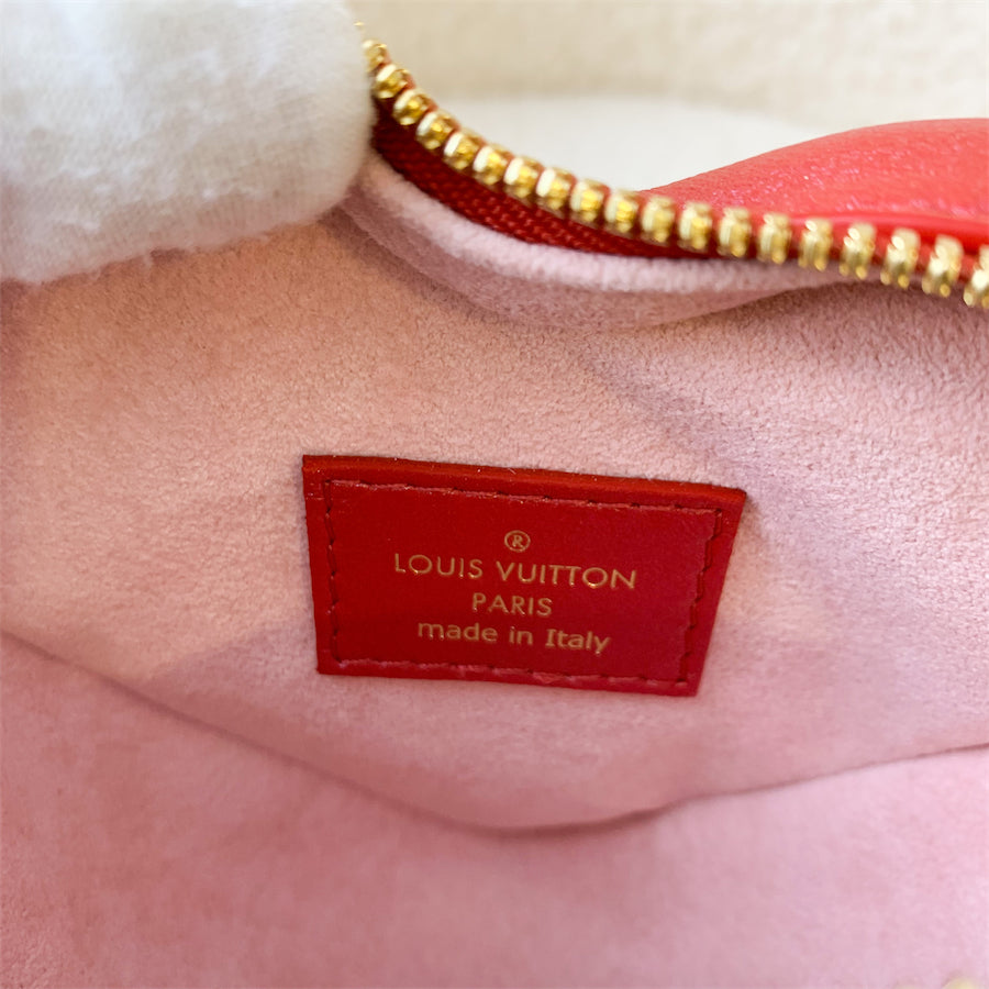 LV Heart on Chain in Lipstick Red Embossed Lambskin GHW