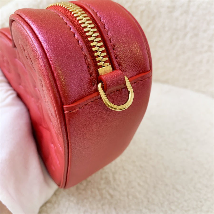 LV Heart on Chain in Lipstick Red Embossed Lambskin GHW