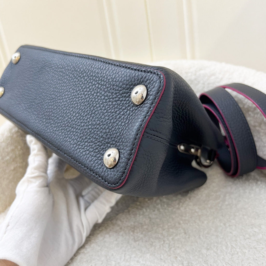 LV Capucines BB Bag in Navy Taurillon Leather Fuchsia Interior and SHW