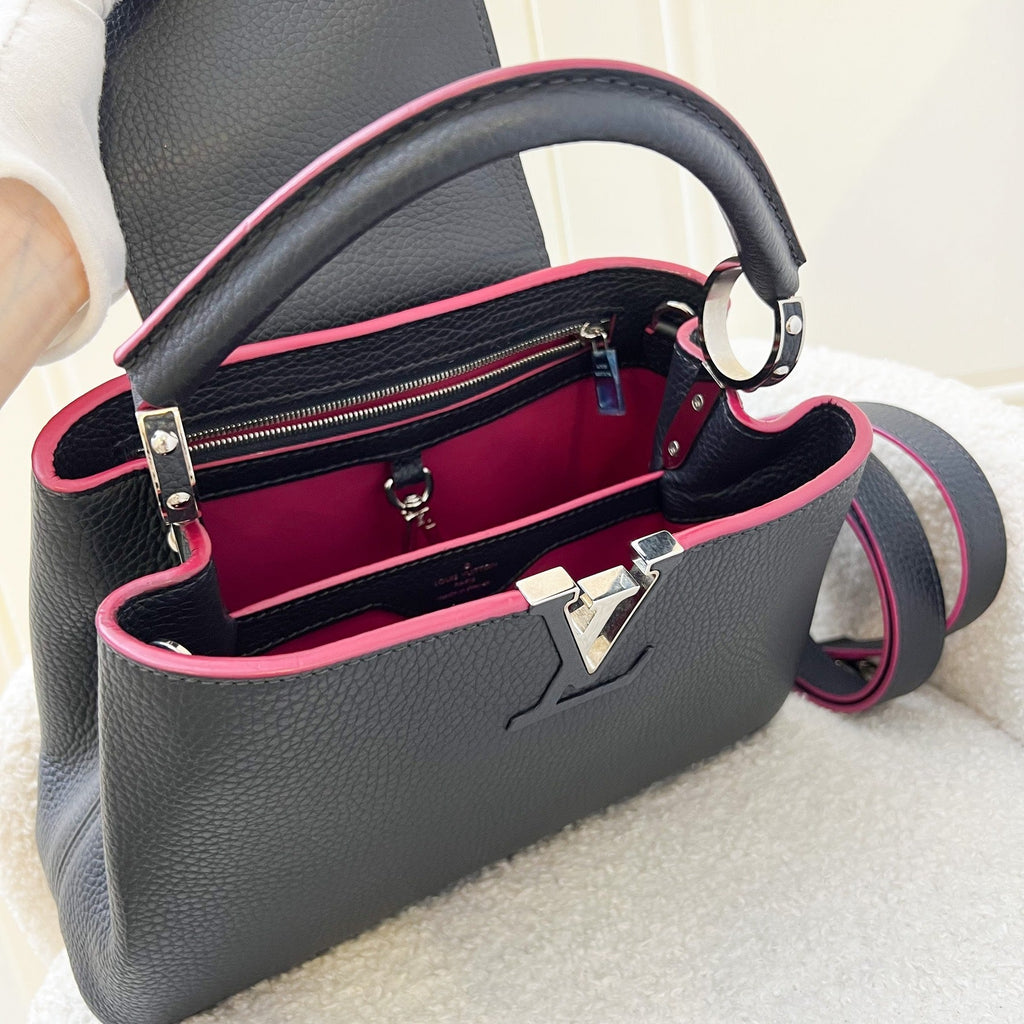 LV Capucines BB Bag in Navy Taurillon Leather Fuchsia Interior and SHW