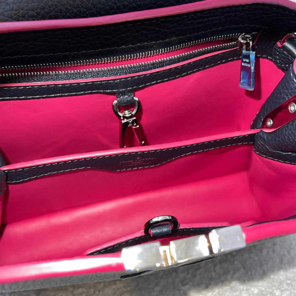 LV Capucines BB Bag in Navy Taurillon Leather Fuchsia Interior and SHW