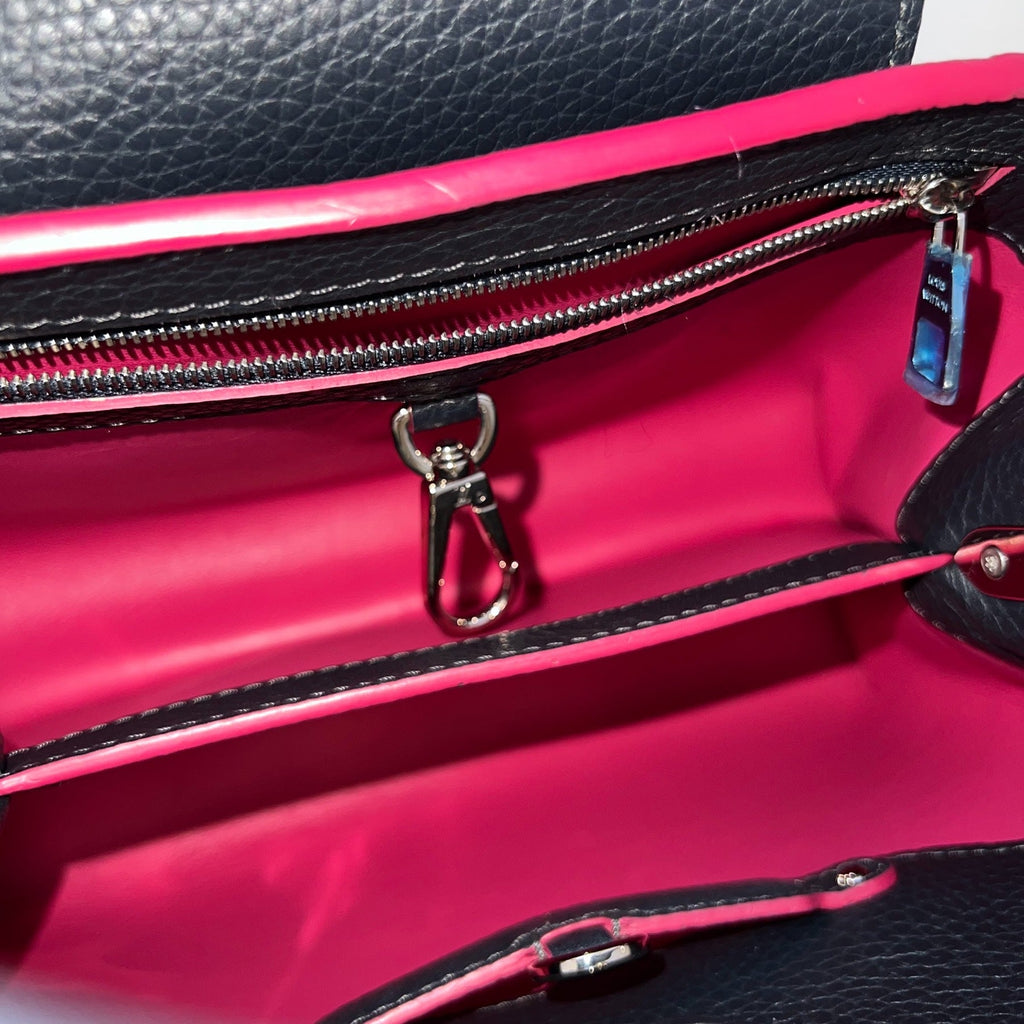 LV Capucines BB Bag in Navy Taurillon Leather Fuchsia Interior and SHW