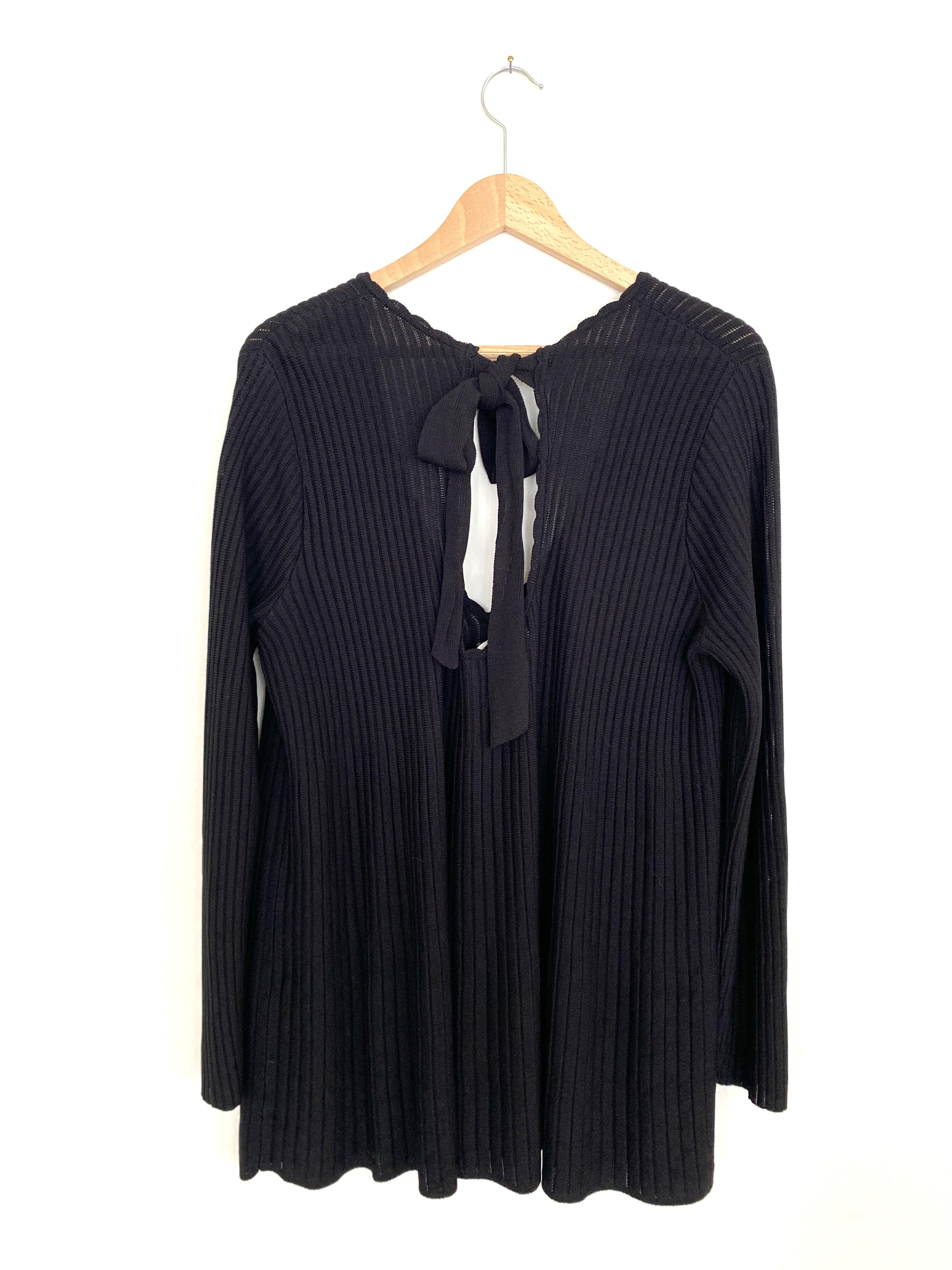 SÃƒÆ’Ã¢â‚¬Â°ZANE BLACK VISCOSE TOP WITH BACK DETAIL - SIZE M